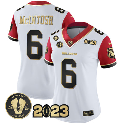 Women's Georgia Bulldogs 2023 Champions Gold Jersey - All Stitched