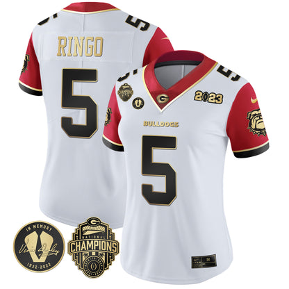 Women's Georgia Bulldogs 2023 Vince Dooley Patch Alternate Gold Jersey - All Stitched