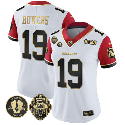 Women's Georgia Bulldogs 2023 Vince Dooley Patch Alternate Gold Jersey - All Stitched