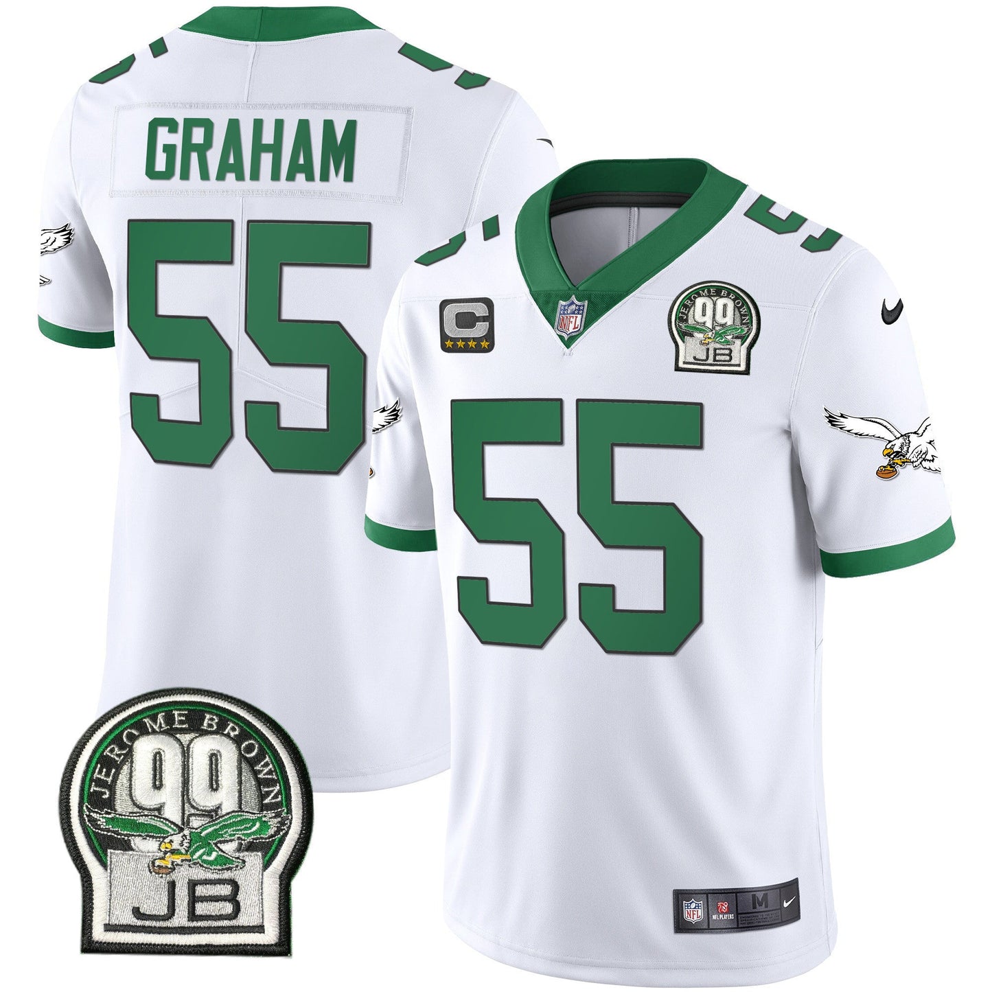 Eagles Jerome Brown Retired Patch Gold & Kelly Jersey - All Stitched