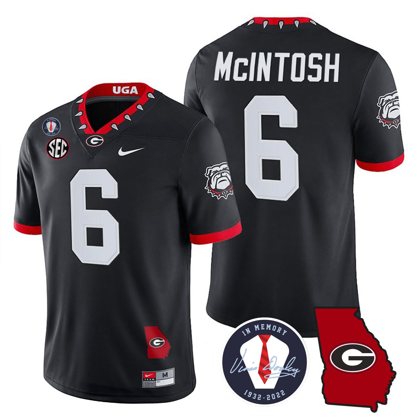 Georgia Bulldogs 2023 Vapor Jersey V2 - Georgia Map - All Stitched