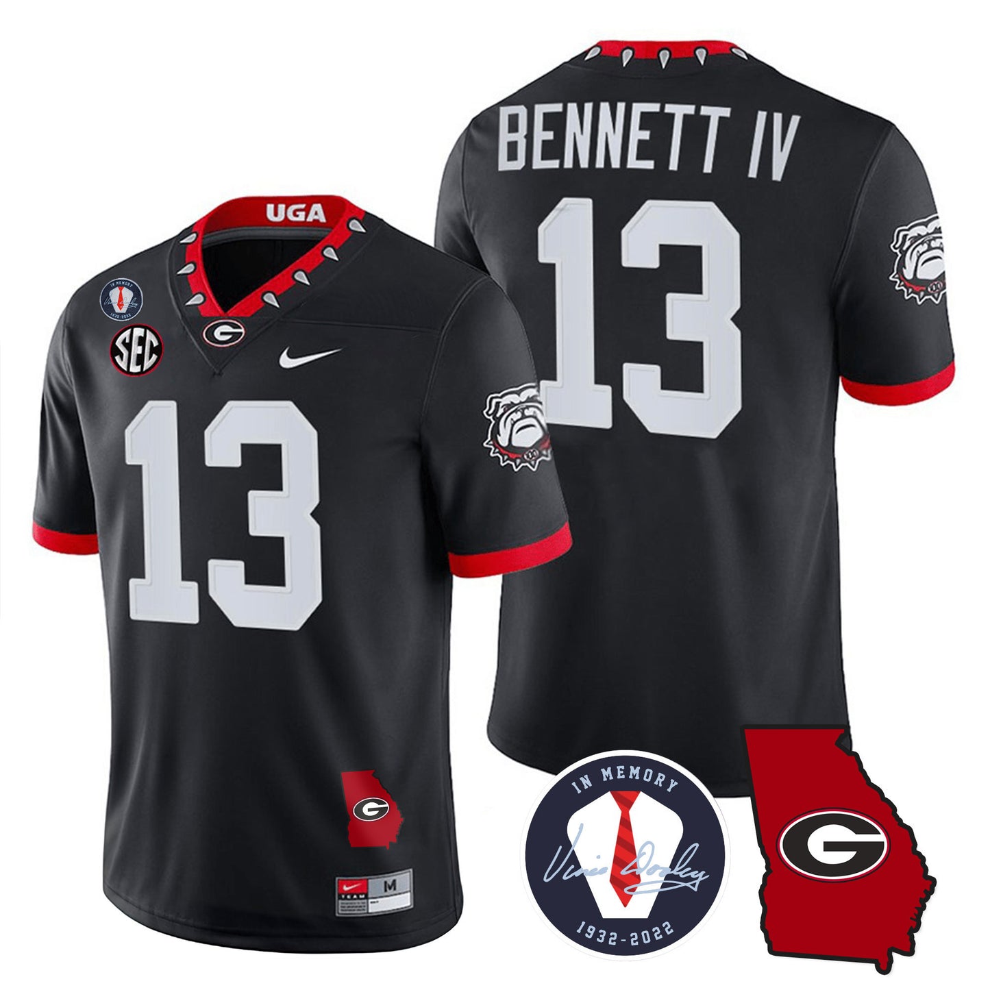 Georgia Bulldogs 2023 Vapor Jersey - Georgia Map - All Stitched