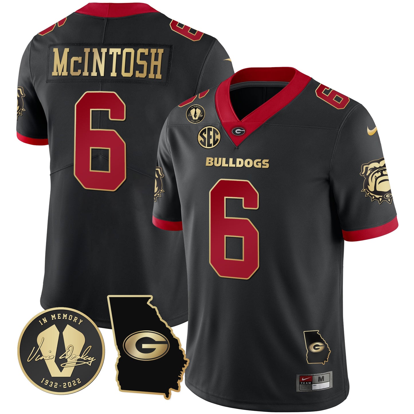 Georgia Bulldogs 2023 Vapor Jersey V2 - Georgia Map - All Stitched