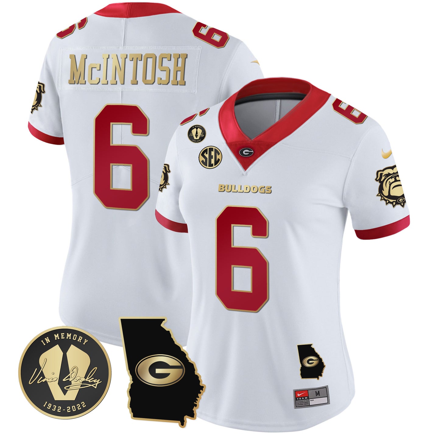 Women's Georgia Bulldogs 2023 Vapor Jersey - Georgia Map - All Stitched