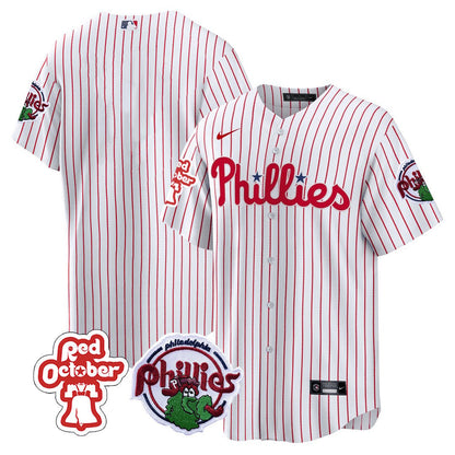 Philadelphia Phillies Red October Patch Cool Base Jersey - All Stitched