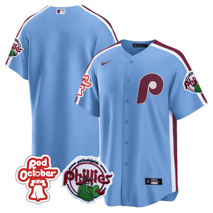 Philadelphia Phillies Red October Patch Cool Base Jersey - All Stitched
