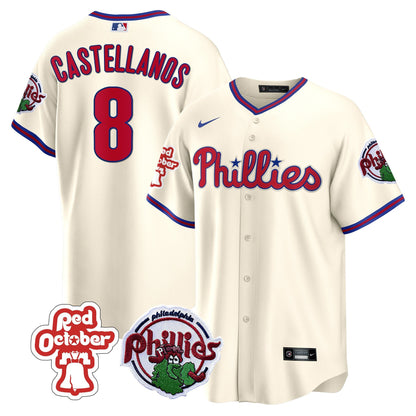 Philadelphia Phillies Red October Patch Cool Base Jersey - All Stitched