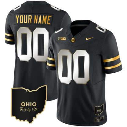 Ohio State Buckeyes 2023 Vapor Limited Gold Custom Jersey - Ohio Patch - All Stitched