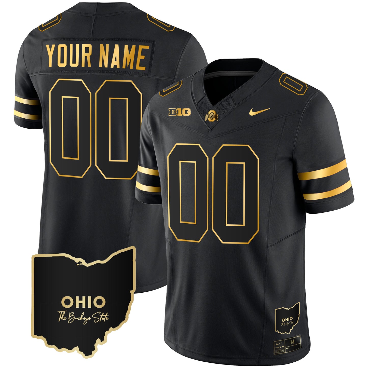 Ohio State Buckeyes 2023 Vapor Limited Gold Custom Jersey - Ohio Patch - All Stitched