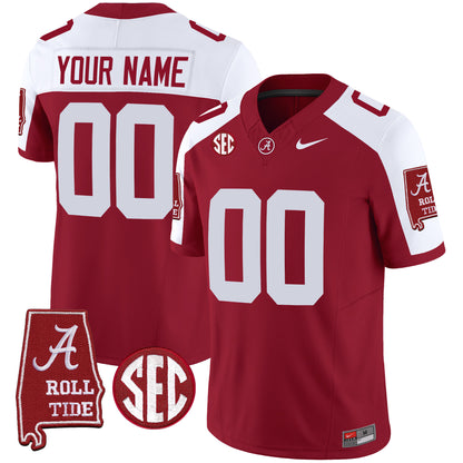 Alabama Crimson Tide Vapor Limited Custom Jersey V3 - Alabama Map - All Stitched