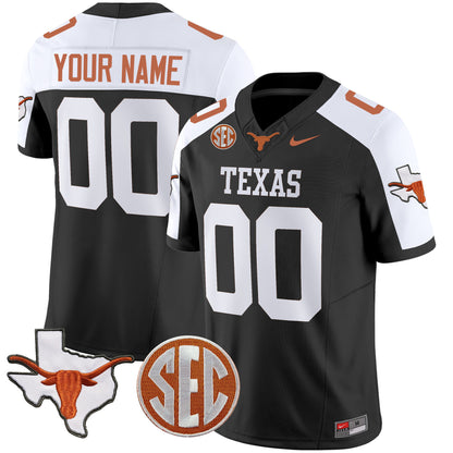 Texas Longhorns State Map & SEC Patch Vapor Custom Jersey V4 - All Stitched