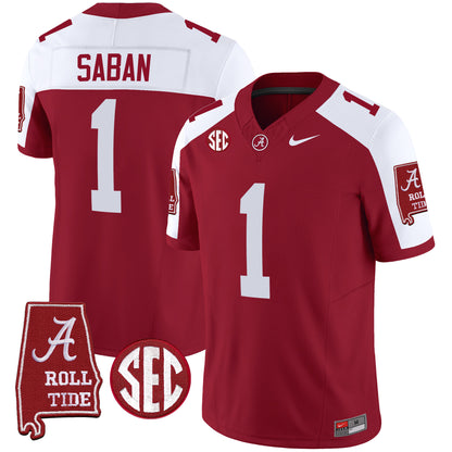 Alabama Crimson Tide Vapor Limited Jersey V5 - Alabama Map - All Stitched