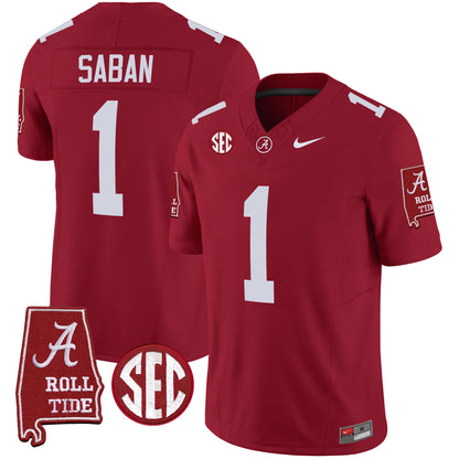 Alabama Crimson Tide Vapor Limited Jersey V5 - Alabama Map - All Stitched