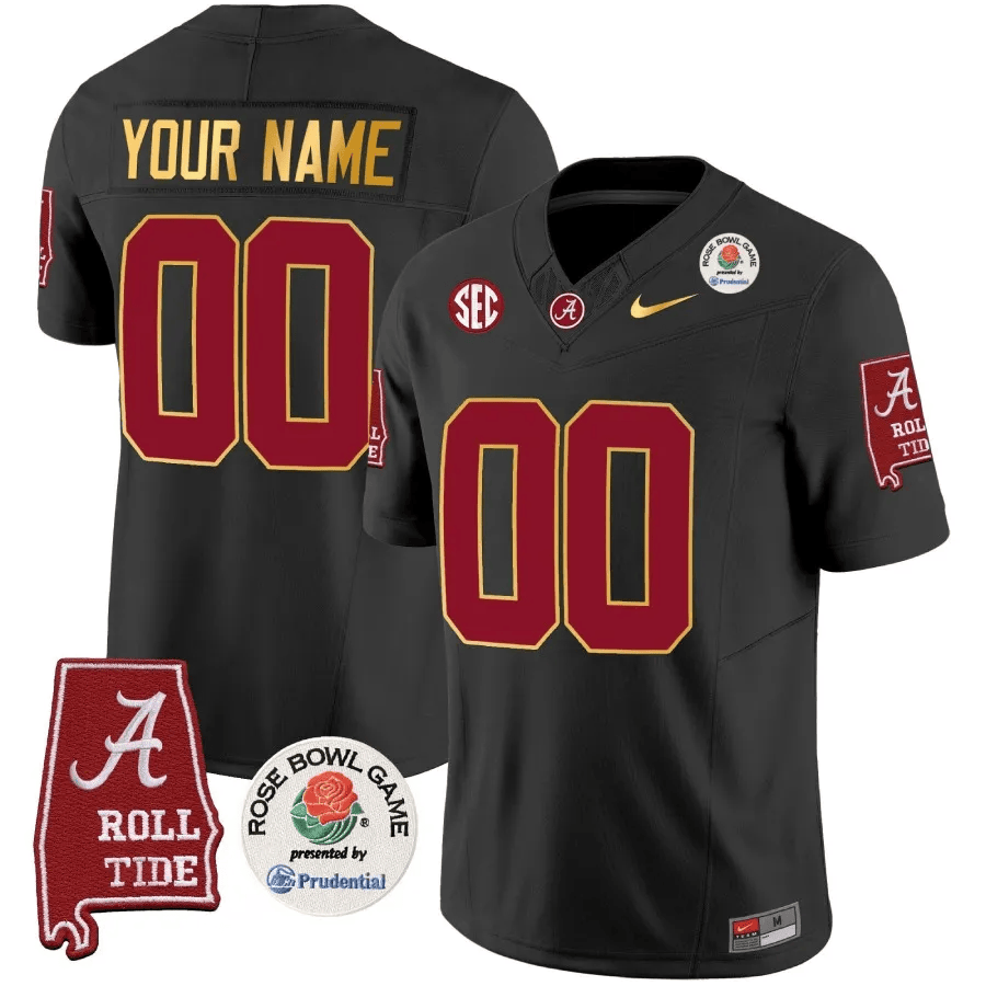 Alabama Crimson Tide Rose Bowl Patch Gold Trim Vapor Limited Custom Jersey - All Stitched