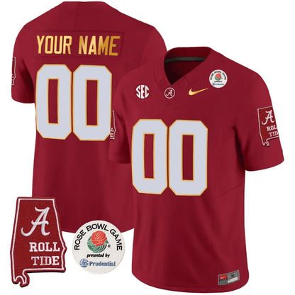 Alabama Crimson Tide Rose Bowl Patch Gold Trim Vapor Limited Custom Jersey - All Stitched