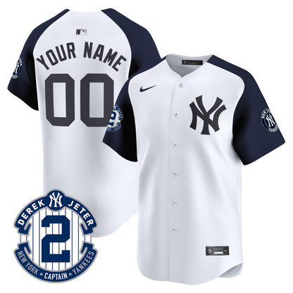 Yankees Derek Jeter Patch Vapor Premier Limited Custom Jersey - All Stitched