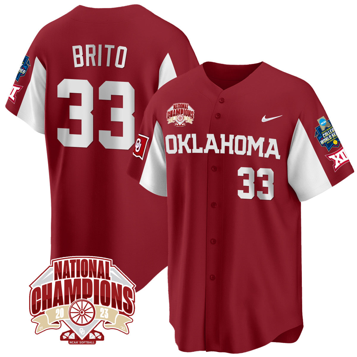 Oklahoma 2023 NCAA Softball Women's College World Series Champions Vapor Premier Limited Jersey - All Stitched