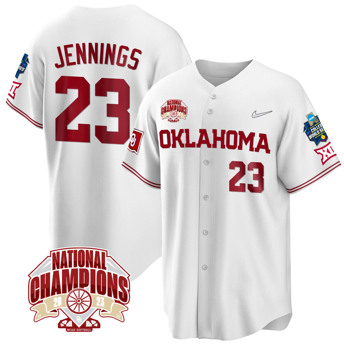 Oklahoma 2023 NCAA Softball Women's College World Series Champions Vapor Premier Limited Jersey - All Stitched
