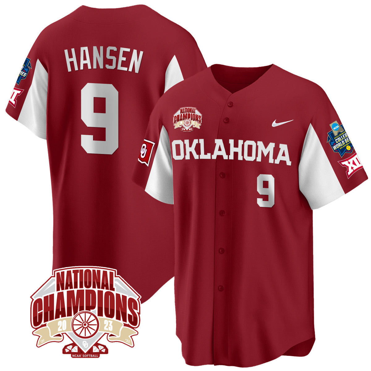 Oklahoma 2023 NCAA Softball Women's College World Series Champions Vapor Premier Limited Jersey - All Stitched