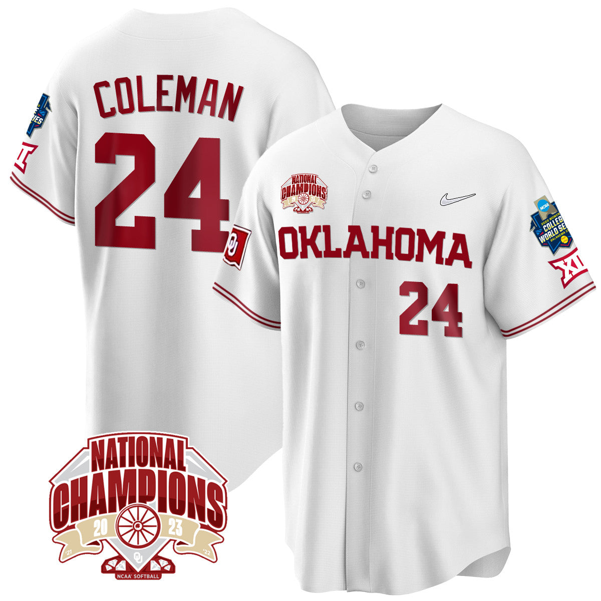 Oklahoma 2023 NCAA Softball Women's College World Series Champions Vapor Premier Limited Jersey - All Stitched