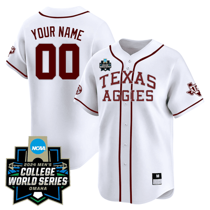 Custom Name/Number/Gender Texas A&M 23/24 Jersey - 2024 College World Series Patch - All Stitched