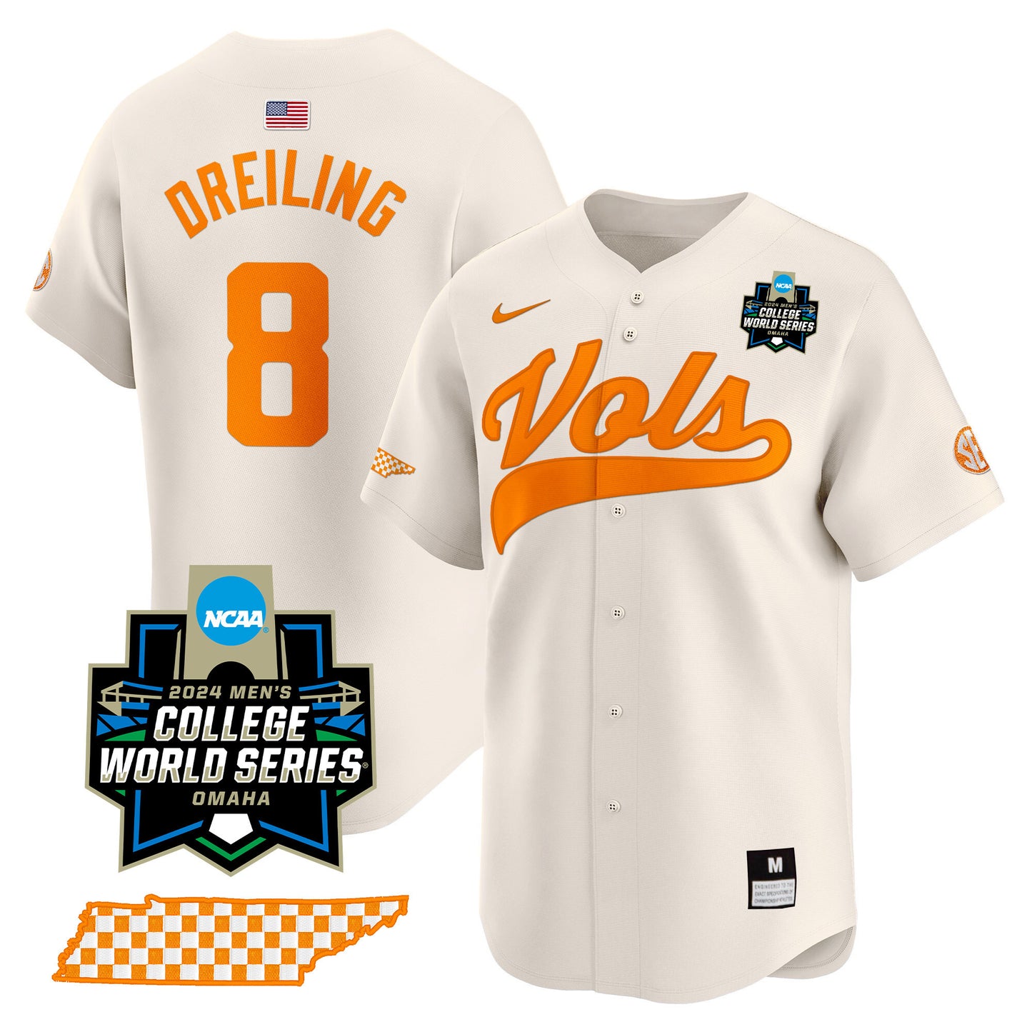 Tennessee 2024 College World Series Vapor Premier Limited Jersey V2 - All Stitched