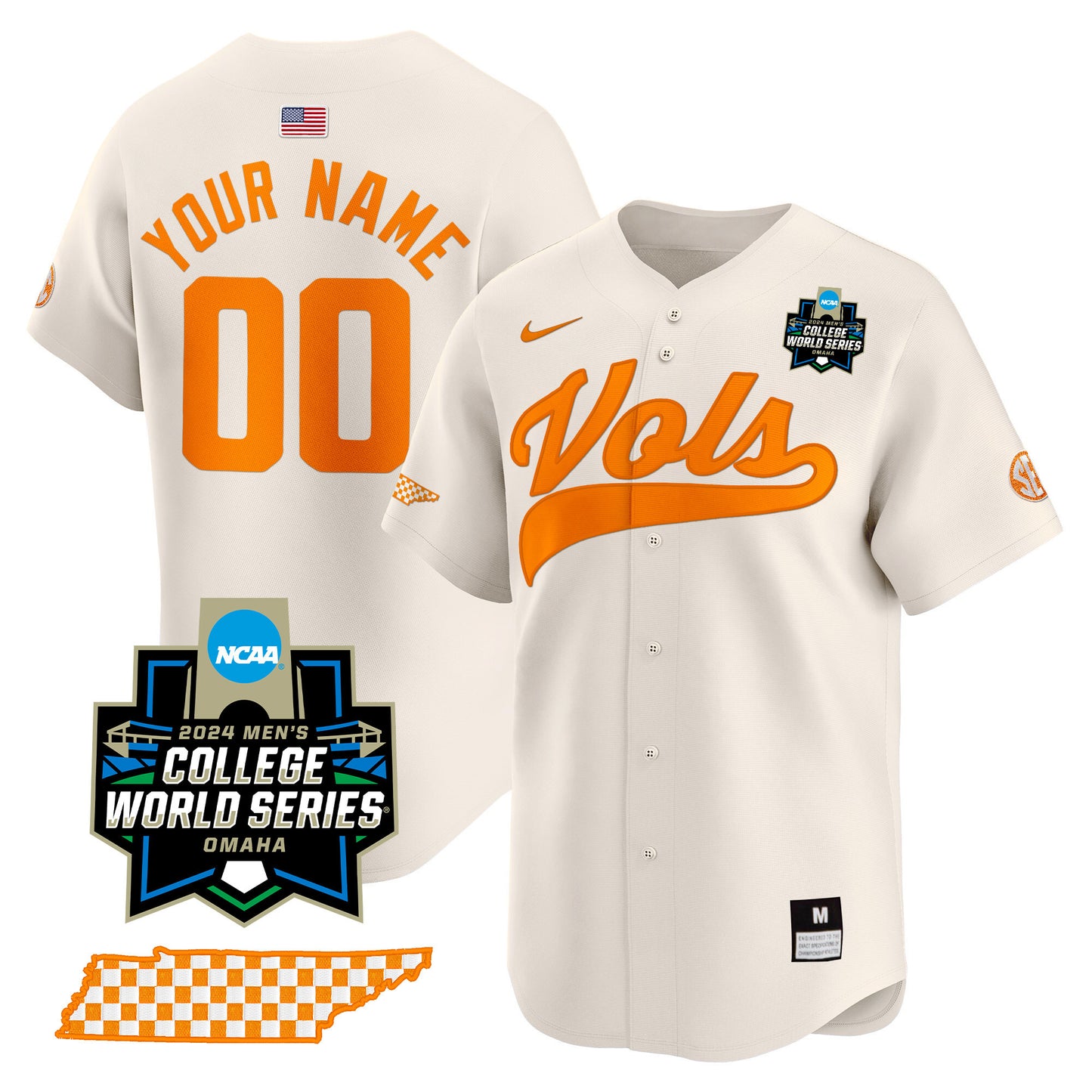 Tennessee 2024 College World Series Vapor Premier Limited Custom Jersey V2 - All Stitched