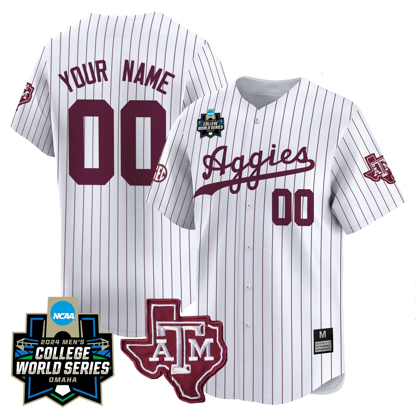 Texas A&M Aggies 2024 College World Series Vapor Premier Limited Custom Jersey - All Stitched