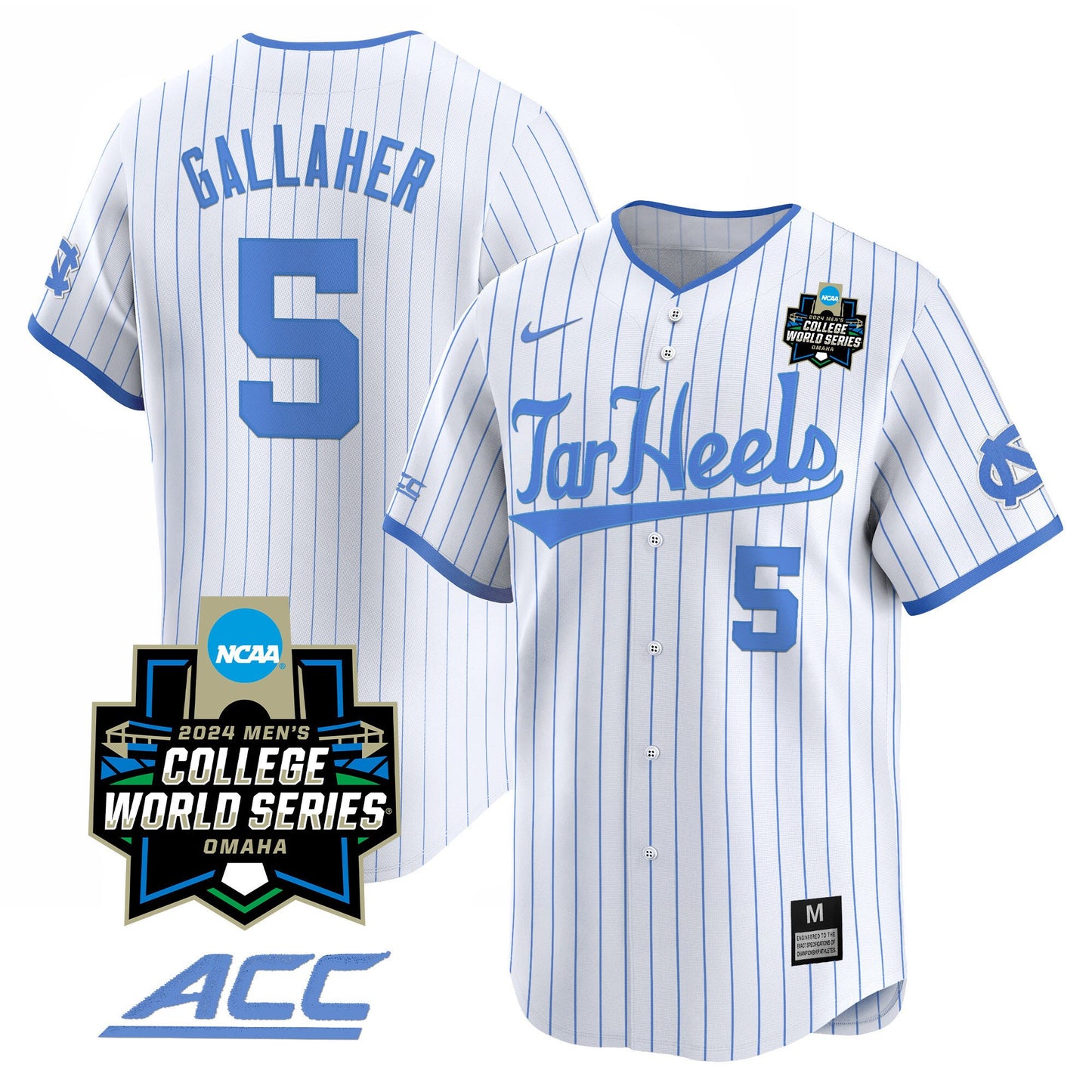 North Carolina Tar Heels 2024 College World Series Vapor Premier Limited Jersey - All Stitched