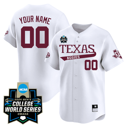 Custom Name/Number/Gender Texas A&M 23/24 Jersey - 2024 College World Series Patch - All Stitched