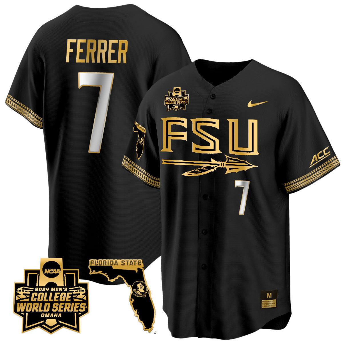 FSU 2024 College World Series Vapor Premier Limited Jersey V2 - All Stitched