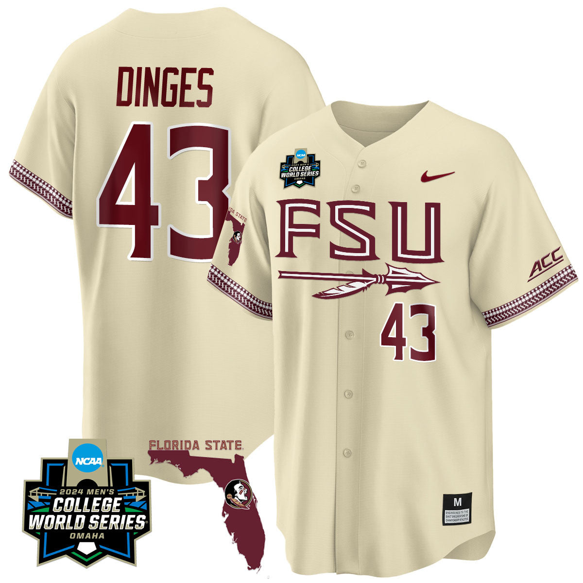 FSU 2024 College World Series Vapor Premier Limited Jersey V2 - All Stitched