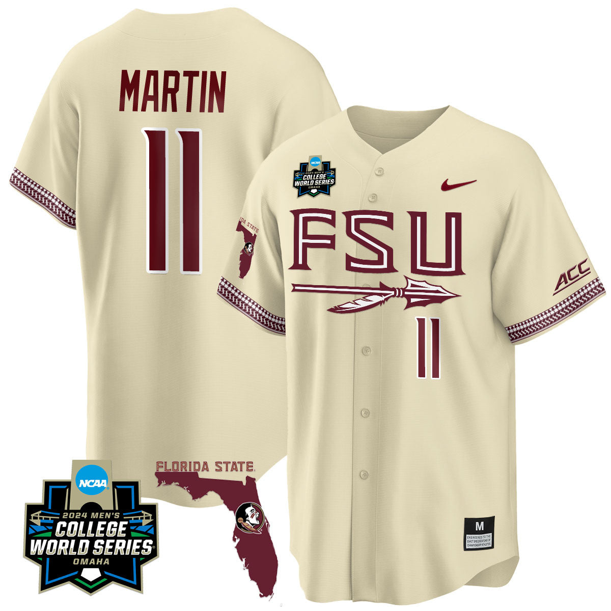 Men's Florida State Seminoles 2024 College World Series Vapor Premier Limited Jersey V2 - All Stitched