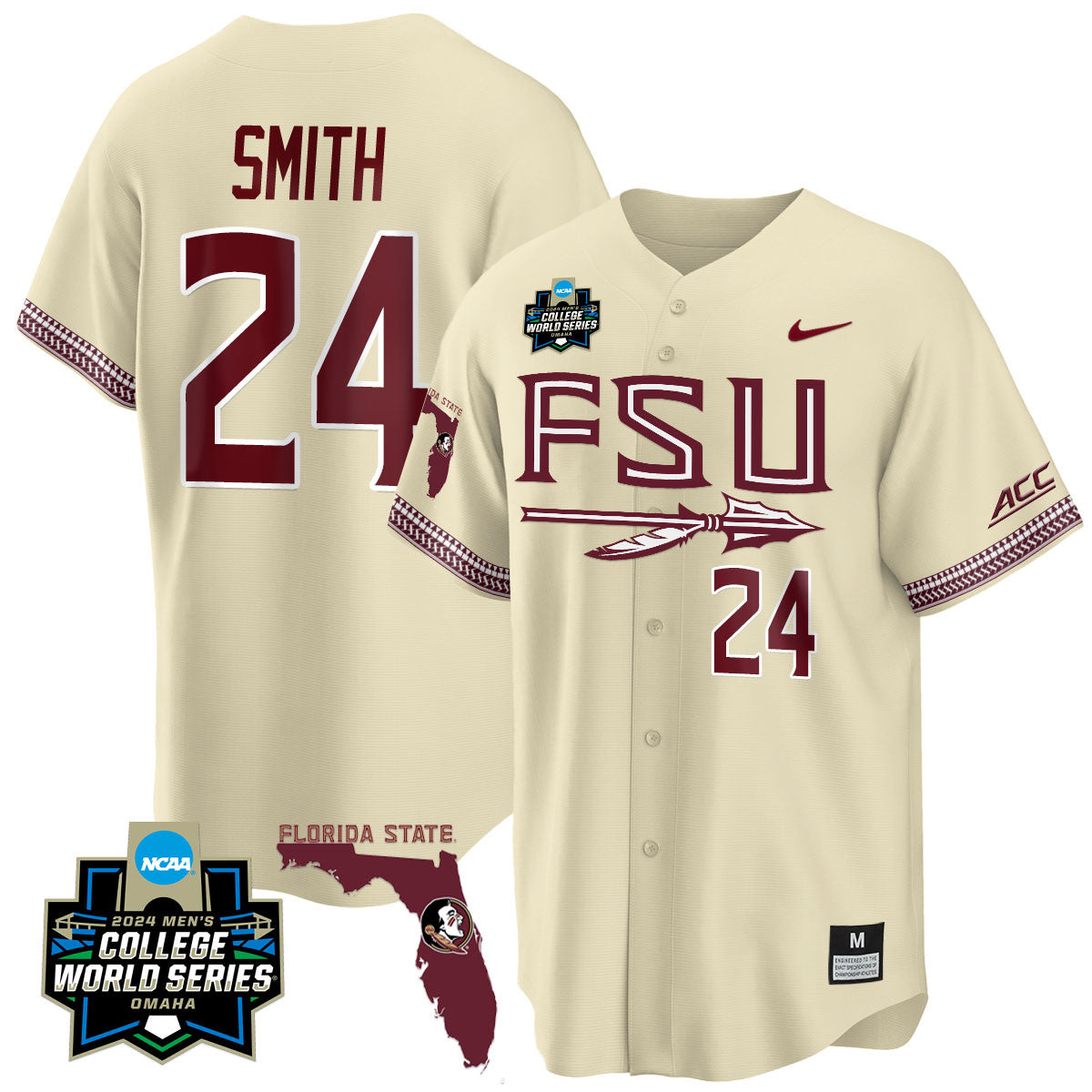 FSU 2024 College World Series Vapor Premier Limited Jersey V2 - All Stitched