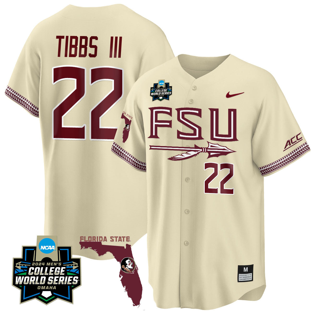 FSU 2024 College World Series Vapor Premier Limited Jersey V2 - All Stitched