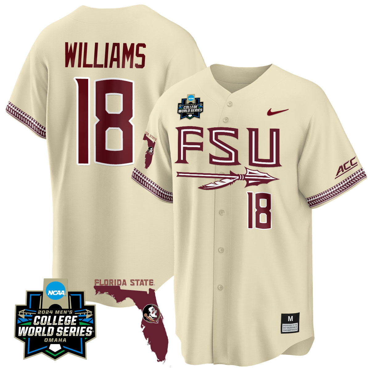 FSU 2024 College World Series Vapor Premier Limited Jersey V2 - All Stitched