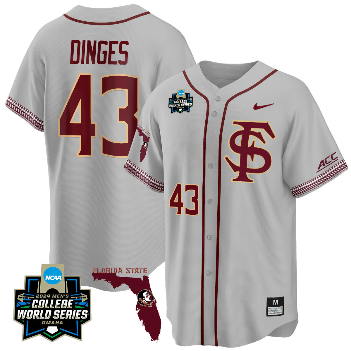 Men's Florida State Seminoles 2024 College World Series Vapor Premier Limited Jersey V2 - All Stitched