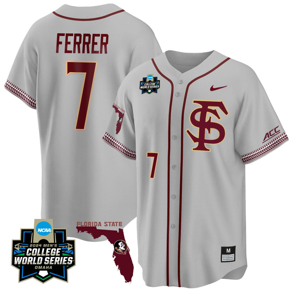 Men's Florida State Seminoles 2024 College World Series Vapor Premier Limited Jersey V2 - All Stitched