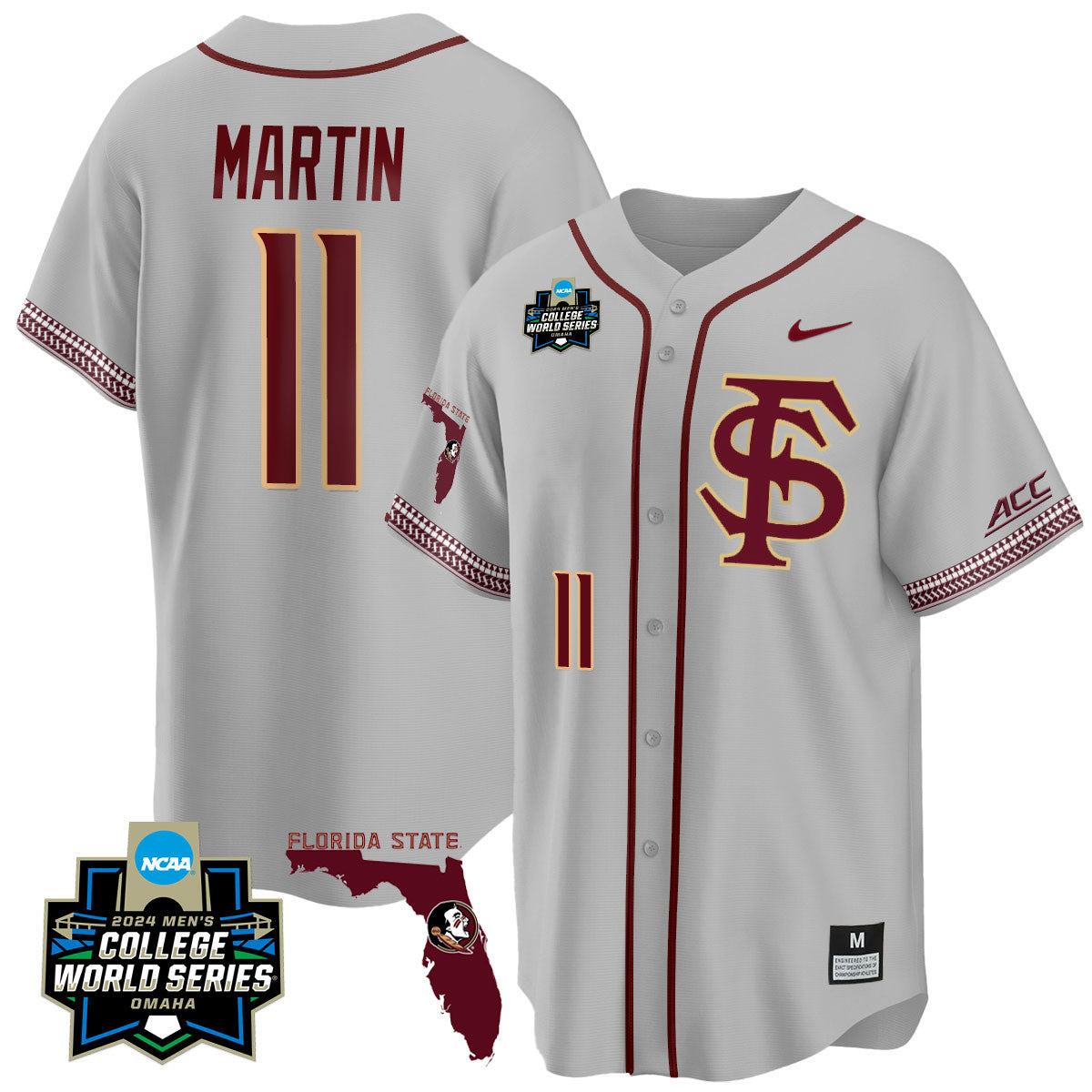 Men's Florida State Seminoles 2024 College World Series Vapor Premier Limited Jersey V2 - All Stitched