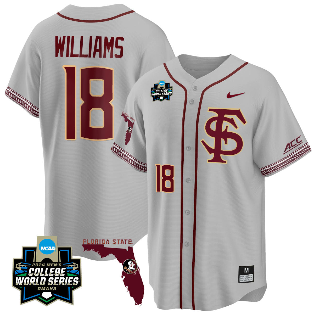 Men's Florida State Seminoles 2024 College World Series Vapor Premier Limited Jersey V2 - All Stitched