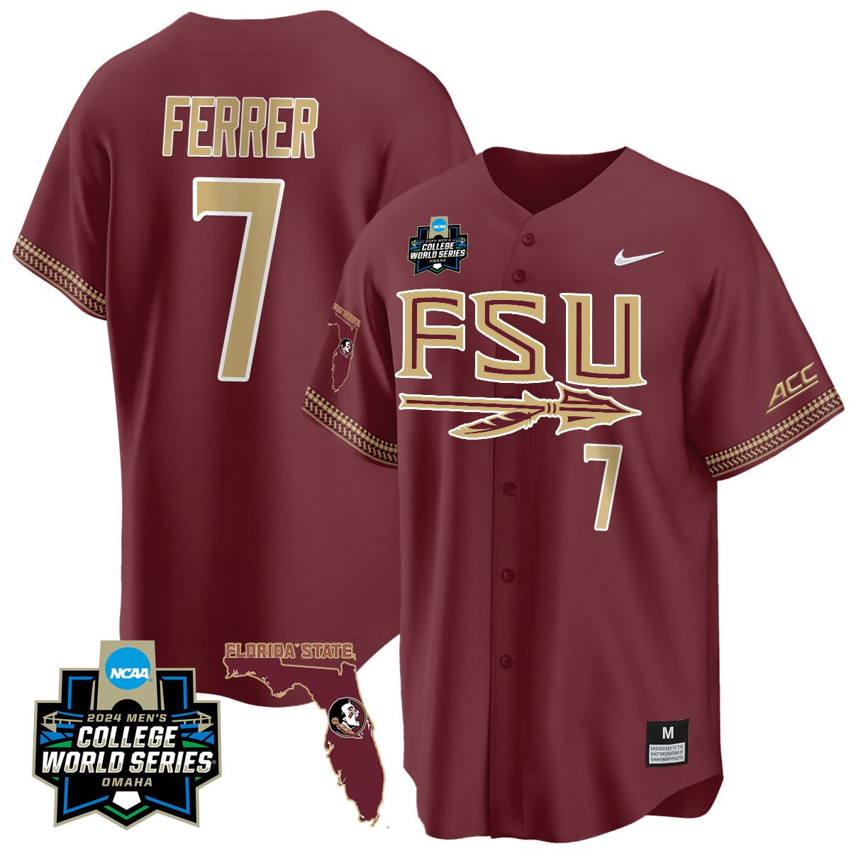 FSU 2024 College World Series Vapor Premier Limited Jersey V2 - All Stitched