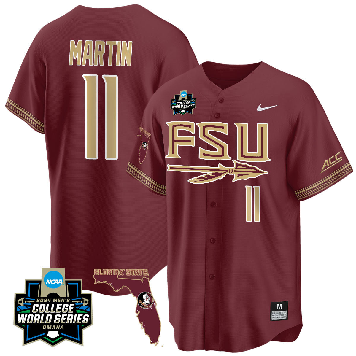 Men's Florida State Seminoles 2024 College World Series Vapor Premier Limited Jersey V2 - All Stitched