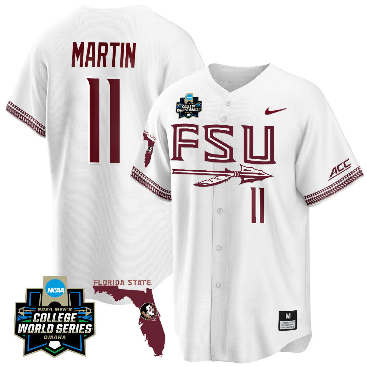 Men's Florida State Seminoles 2024 College World Series Vapor Premier Limited Jersey V2 - All Stitched