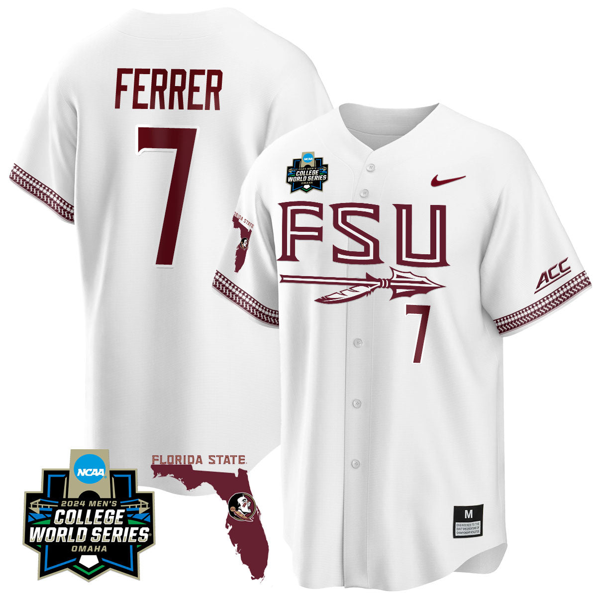 FSU 2024 College World Series Vapor Premier Limited Jersey V2 - All Stitched