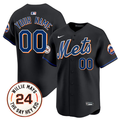 Mets Willie Mays Patch Vapor Premier Limited Custom Jersey - All Stitched