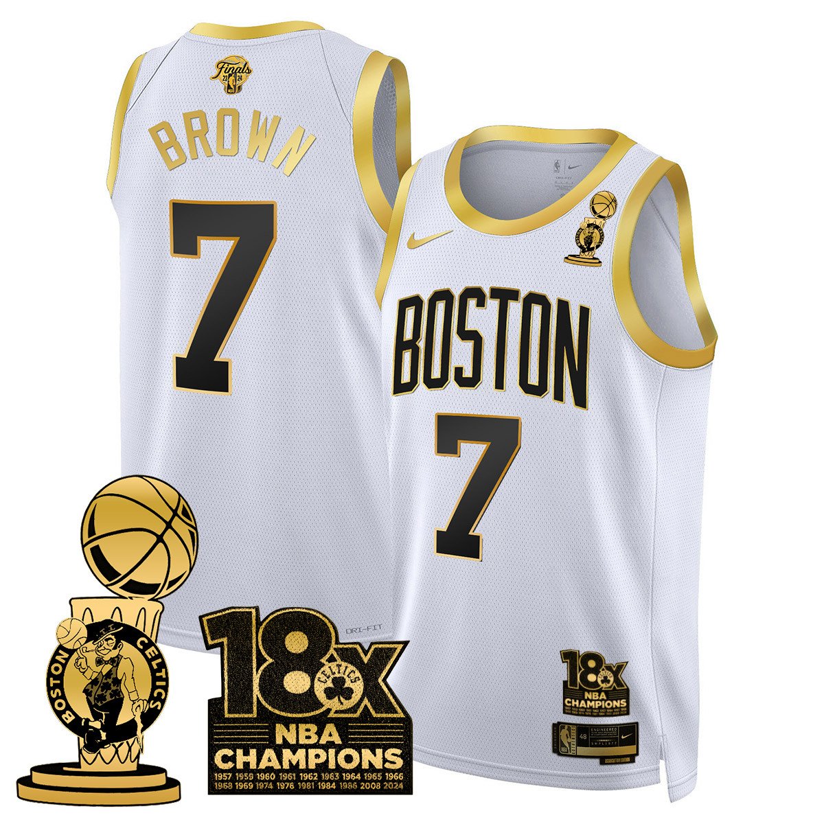 Men's Boston Celtics 2024 Champions Jersey - 18X Times NBA Champ Patch - All Stitched