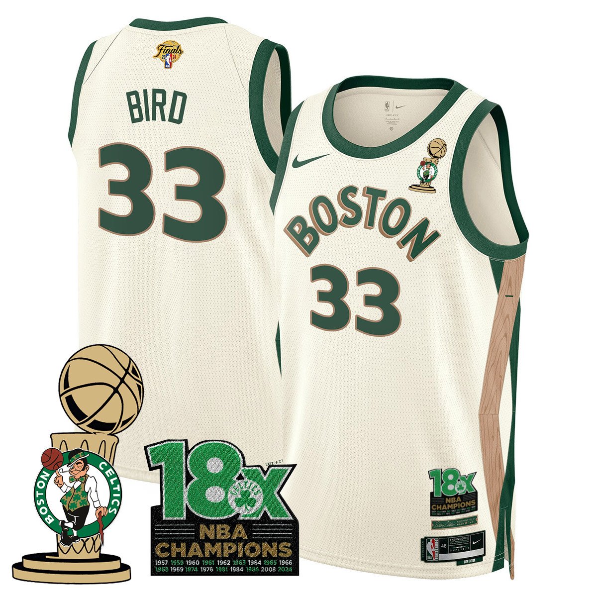 Men's Boston Celtics 2024 Champions Jersey - 18X Times NBA Champ Patch - All Stitched