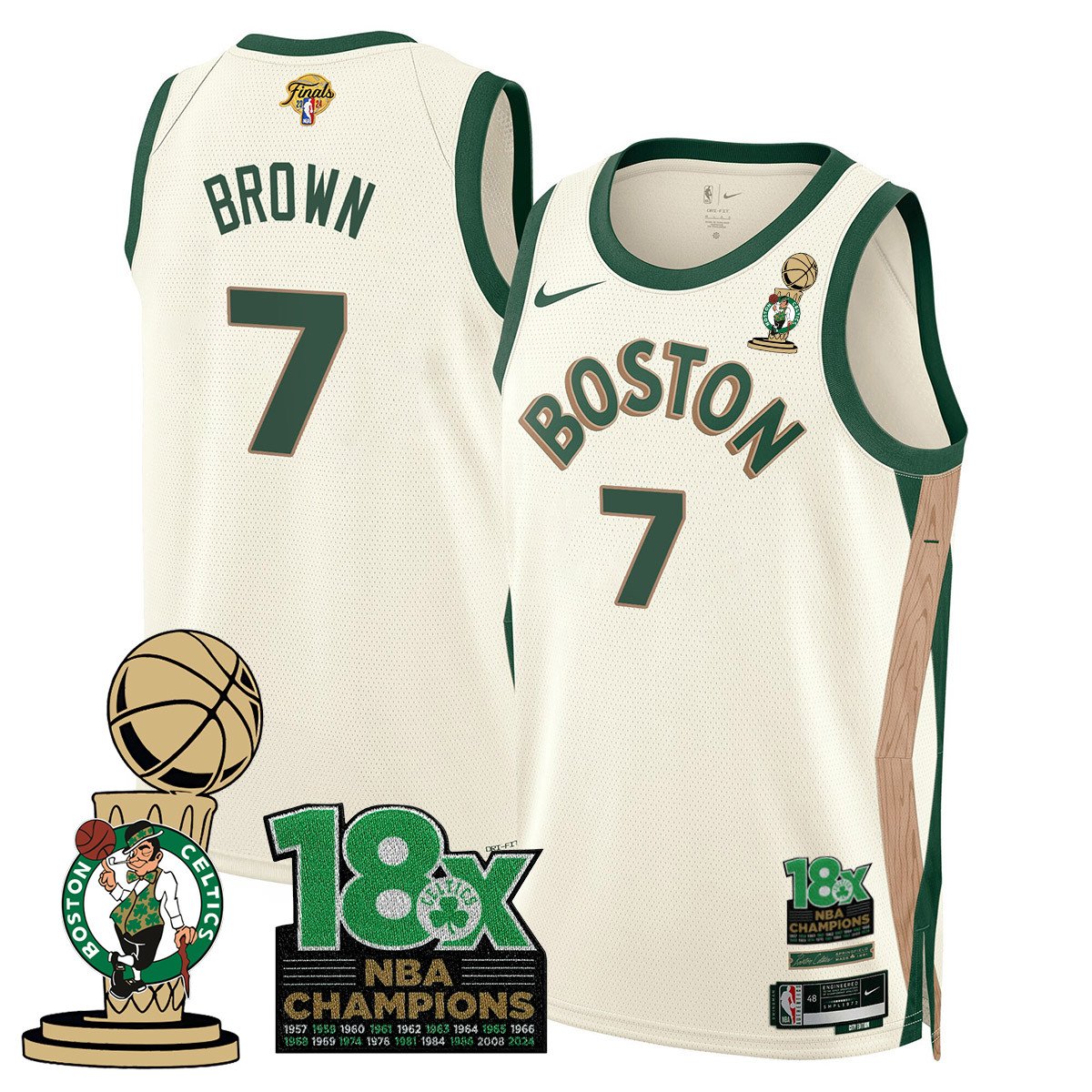 Men's Boston Celtics 2024 Champions Jersey - 18X Times NBA Champ Patch - All Stitched