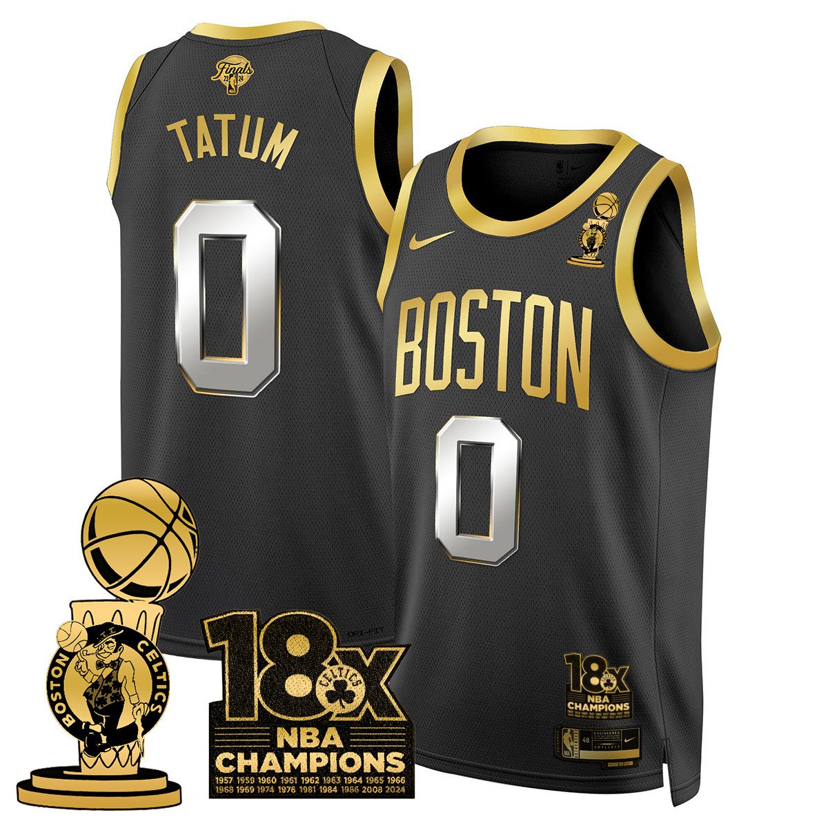 Men's Boston Celtics 2024 Champions Jersey - 18X Times NBA Champ Patch - All Stitched