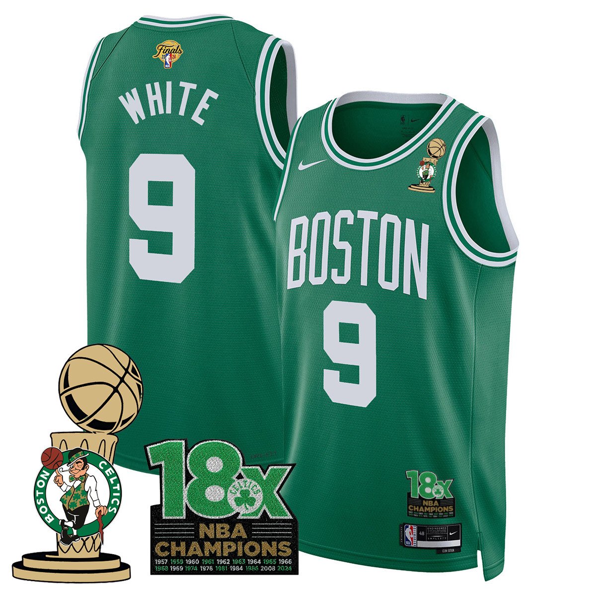 Men's Boston Celtics 2024 Champions Jersey - 18X Times NBA Champ Patch - All Stitched